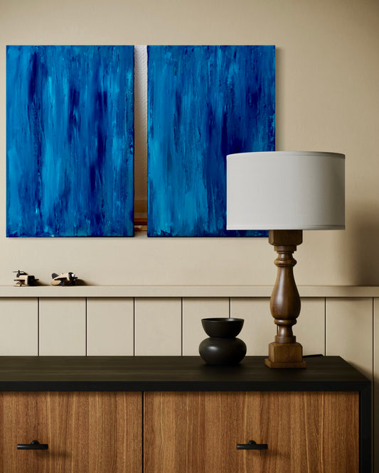 Diptyque bleu - 46cm x 27 cm x 2