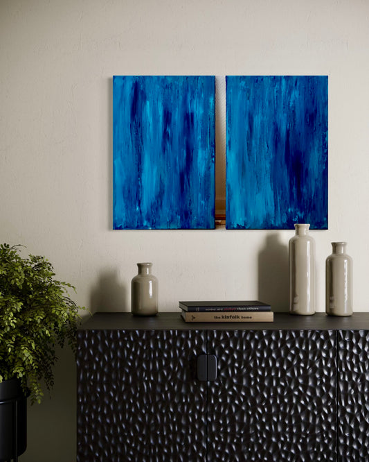 Diptyque bleu  - 46cm x 27 cm x 2